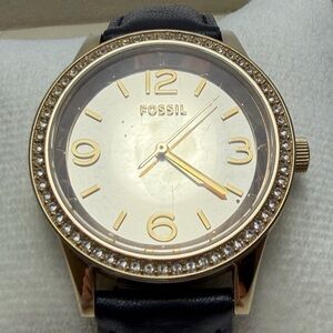 Fossil Gold-Tone Watch with Black Strap